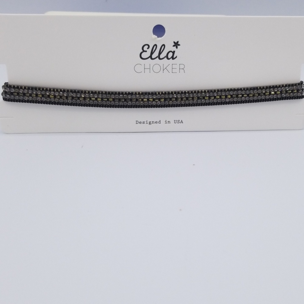 Black and Gold Rhinestone Choker